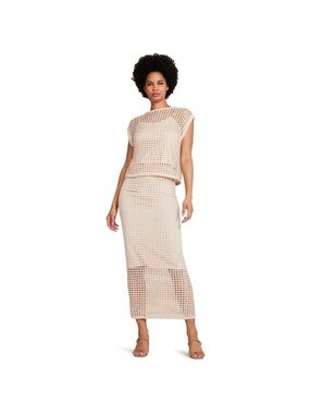 Steve Madden Beige Open-Knit Maxi Skirt set